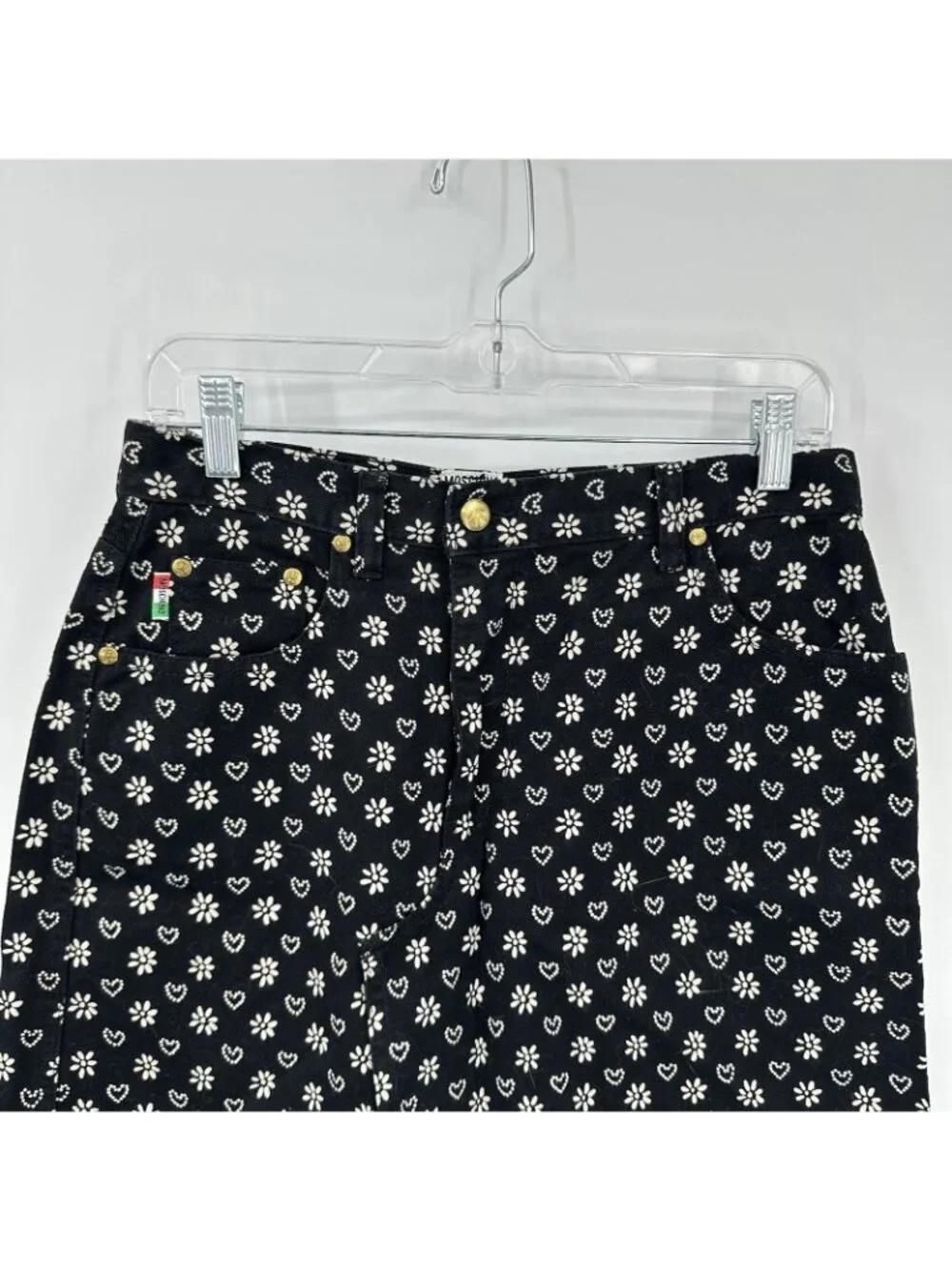 90s MOSCHINO DENIM jean skirt black SMALL coastal chic italian dolce vita retro
